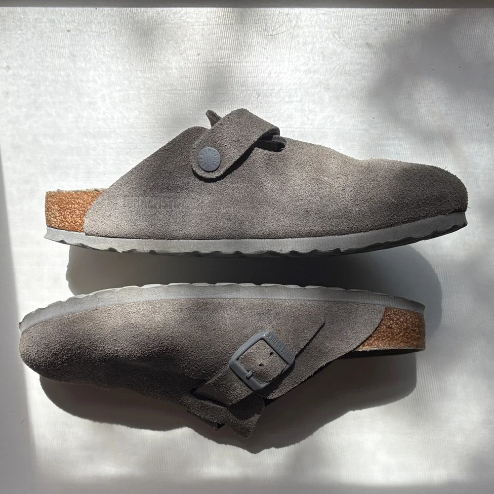 Birkenstock Boston Gray Suede Clogs - Picture 6 of 8